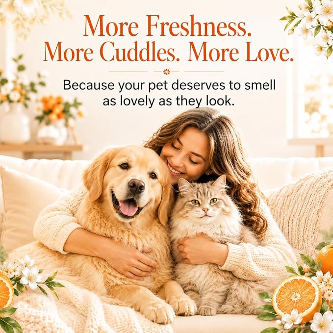 Dog Perfume Spray Long Lasting - Pet Cologne for Dogs & Cats, Alcohol-Free Natural Botanical Formula Deodorizing Grooming Mist, Citrus & Orange Flower Scent, Fresh Coat Care Between Baths, 1.7 fl oz