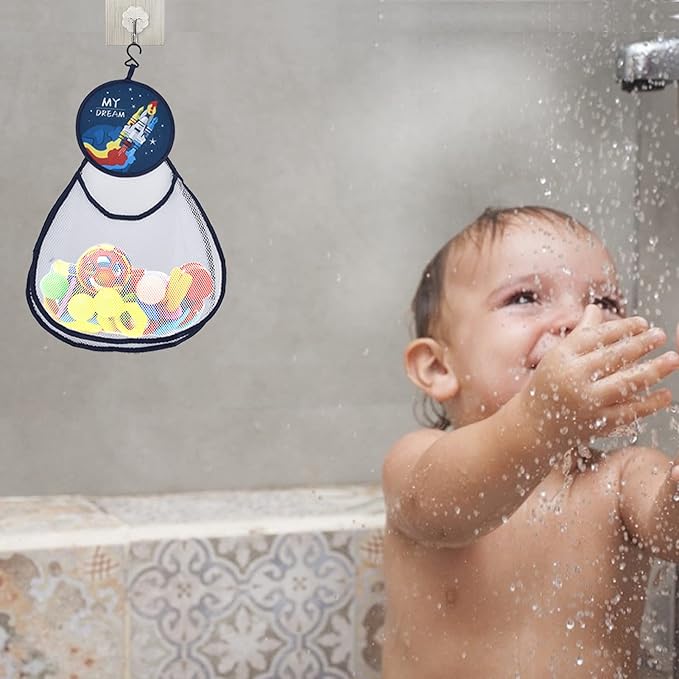 Bath Toy Organizer Bag Cute Cartoon Pattern Mesh Bath Tidy Storage Net Holder Basket Bag for Kids Bathroom Toys Polyester Material Large Capacity (Type 6)