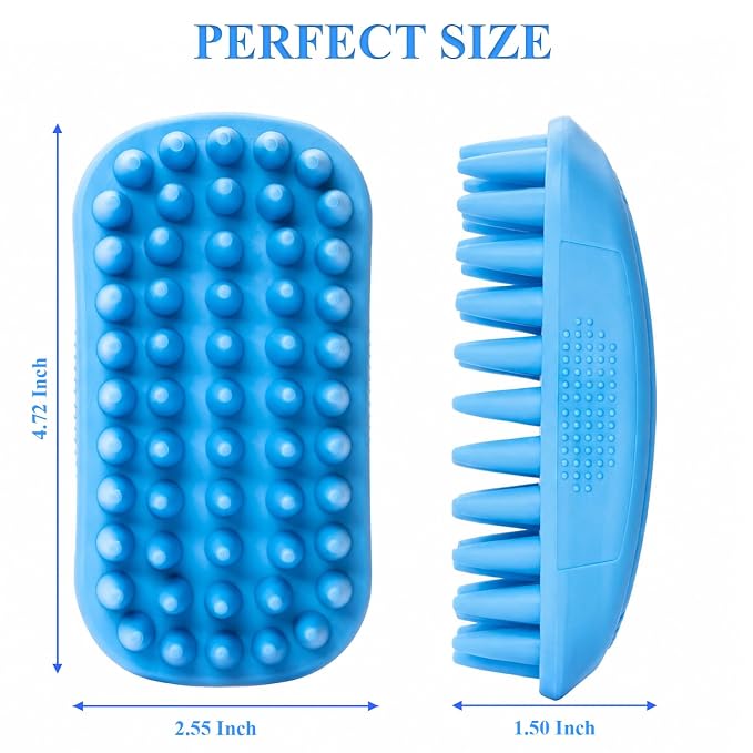 Rubber dog grooming brush - Professional pet bathing tool, helps remove shedding hair and massage - Gentle shampoo lathering tool for dogs, cats and puppies with short and medium hair.