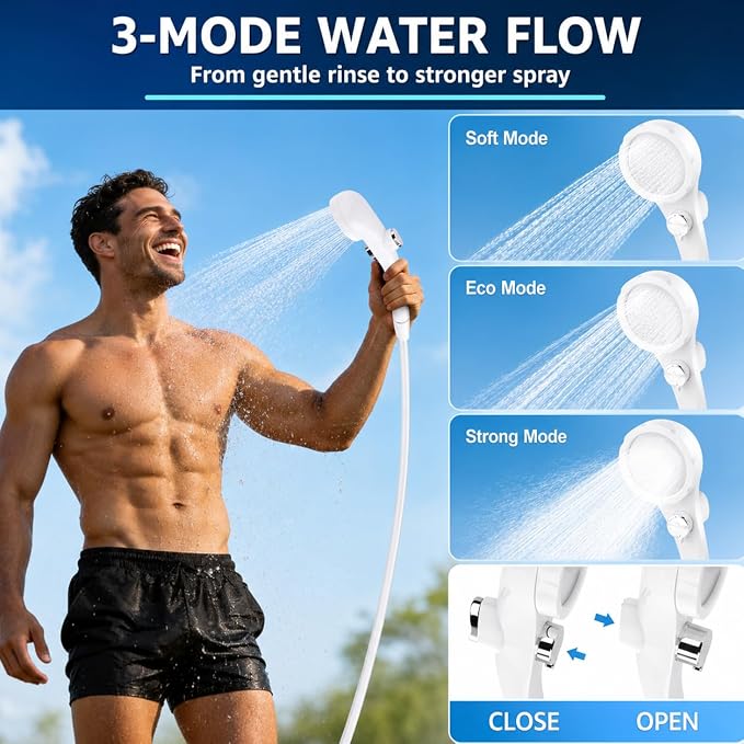 Portable Shower for Camping, 7800mAh Rechargeable Camping Shower Pump with USB-C, IPX8 Waterproof Outdoor Shower Kit with 3 Spray Modes, Portable Shower Head for Camp, RV, Beach, Pet Washing & Hiking