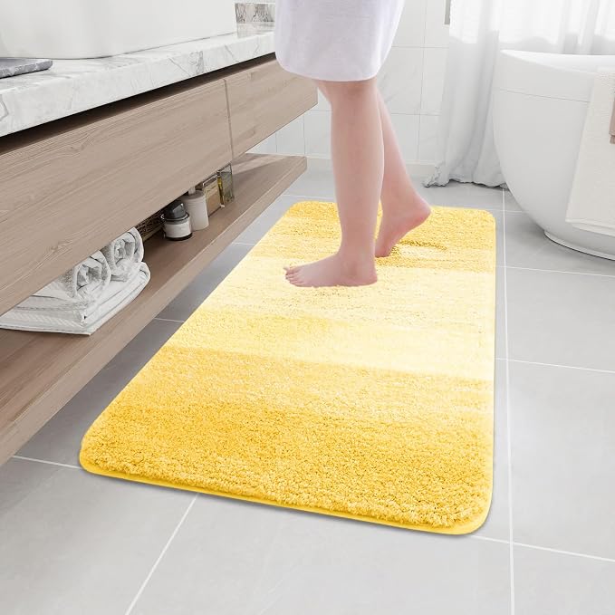 Arotive Microfiber Bathroom Rugs, Shaggy Soft and Absorbent Bath Rug, Thick Plush Machine Washable Dry Bath Mats for Bathroom, Tub and Shower, 44x24, Yellow, Rectangular