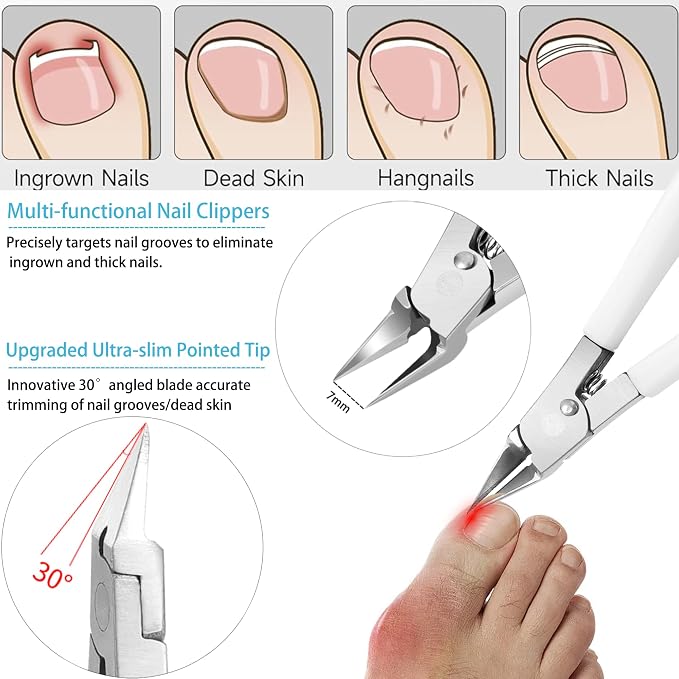 Nail Clippers for Thick Fingernails, Slant Straight Blade Toe Nail Clippers for Thick Toenails, Angled Head Large Toenail Clippers Set for Men Women Seniors, Wide Jaw Long Handle Nail Cutter - 5 Pack