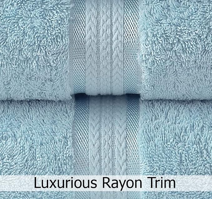 COTTON CRAFT Ultra Soft Bath Sheets - 2 Pack - 35 x 70 - Absorbent Quick Dry Everyday Luxury Hotel Bathroom Spa Gym Shower Beach Pool Travel Dorm - 100% Cotton - 580 GSM - Easy Care - Light Blue