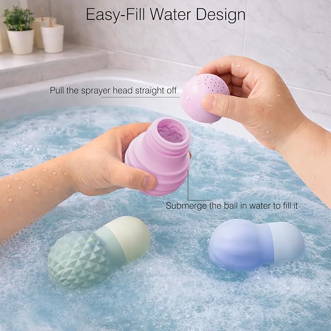 Sensory Squeezing Water Bath Toys for Toddlers,6PCS Bath Tub Pool Floating Toys for Babies Kids 1-3，Textured Fidget Toys Stocking Stuffers Gifts for Boys Girls 18+ Months