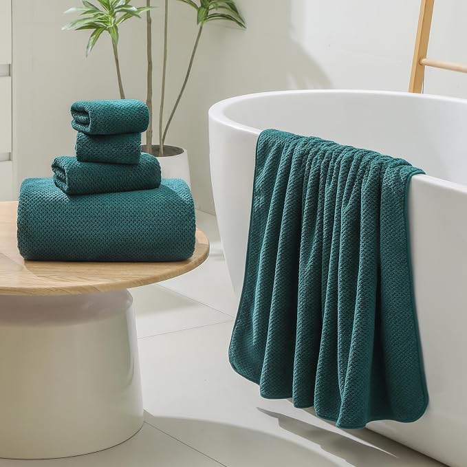 YTYC Towels,39x78 Inch Oversized Bath Sheets Towels for Adults Luxury Bath Towels Extra Large Sets for Bathroom Super Soft Microfiber 80% Polyester(Teal,2 Piece)