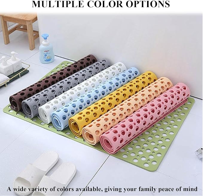 Casa and Beyond Shower Mat, Secure Shower Mat-Non-Slip, Washable Non-Slip Bathtub Mats, with Suction Cups and Drain Holes, Soft Textured Design, Easy to Clean for Bathroom (Green, 29.5" x 17")