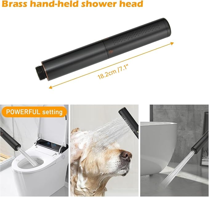 BESy Brass 2 In 1 Function Handheld Shower Head Set High Pressure 7 Inch Shower Head High Flow Hand Shower Wand with 59 Inch Hose, Bracket, Oil Rubbed Bronze