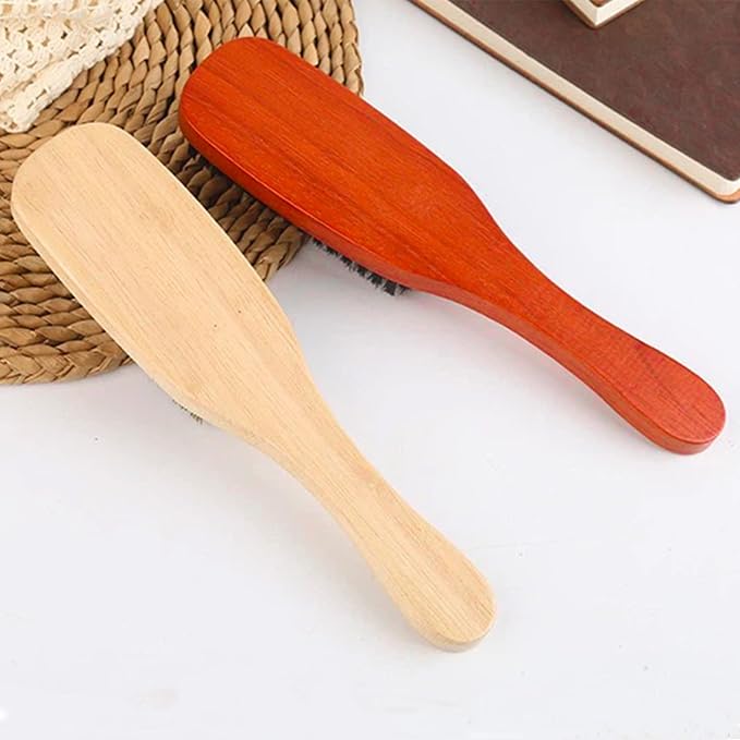 Boar Bristle Dog Brush for Short Haired Dogs, Natural Wooden Grooming Tool, Reduce Shedding, Detangle & Massage Sensitive Skin, Grooming to Calm Dogs & Build Pet Owner Bonding (Red sandalwood)