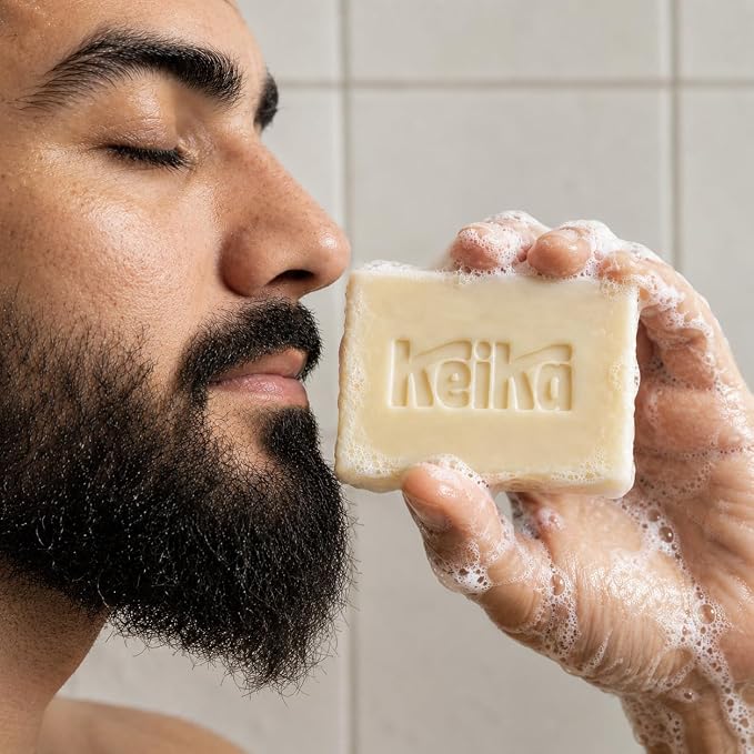 Keika Peppermint Soap Bar for Face & Body, Natural Cooling Spa Bath & Shower Cleanser, 5 oz.