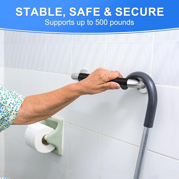 Gotega 18 Inch Shower Grab Bars for Seniors, Anti Slip Handicap Grab Bars | 2 Pack, waterproof and sturdy, for elderly, seniors, Handicap, pregnant, the injured, children provide stability and balance