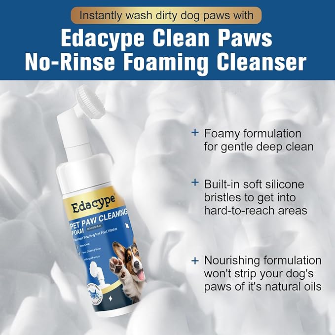 Paw Cleaner for Dogs & Cats, No-Rinse Foaming Pet Foot Washer with Built-in Scrubber Brush for Dirty, Muddy Paws – Suitable for Small, Medium & Large Dogs, Puppies, Kittens