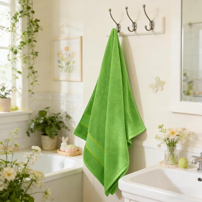 COZYART Green Bath Towel Set 6 Piece, 100% Zero Twist Ring Spun Turkish Cotton 650GSM, Ultra Soft Absorbent Fast Dry Hotel Quality Bathroom Towels