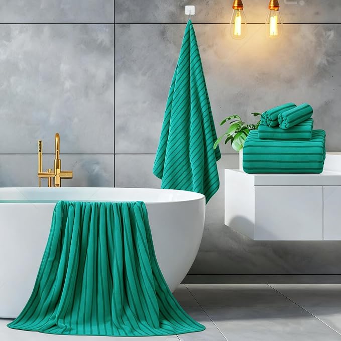 Mistyrose Bath Towels,4 Pack 35"x70" Large Bath Towels Microfiber Absorbent XL Bath Sheets Super Soft Towels for Bathroom Quick Dry Oversized Shower Towels for Family Hotel Spa Gym(Emerald Green)