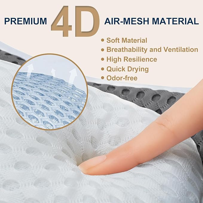 Bath Pillow for Tub Ergonomic Cat Shape Design Bath Pillow for Head and Neck Support SPA Gift Bathtub Pillow 4D Air-Mesh with 7 Suction Cups Washable Gray