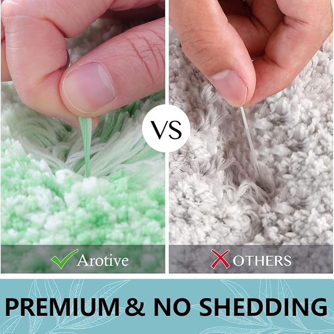 Arotive Microfiber Bathroom Rugs, Shaggy Soft and Absorbent Bath Rug, Thick Plush Machine Washable Dry Bath Mats for Bathroom, Tub and Shower, 24x16, Green, Rectangular