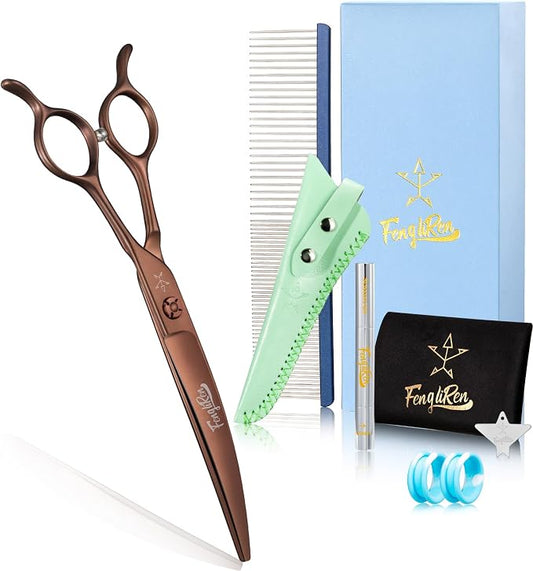 High-end Professional Dog Grooming Curved Scissors Pet Curved Shears 7 Inches Extremely Very Sharp Made Of Stainless Steel Alloy By Hand For Dog Cat Groomer