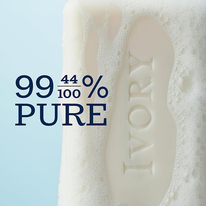 Ivory Gentle Bar Soap, Designed for Whole Family, 99.44% Pure Formula, Plant-Based Cleanser, Made Without Heavy Perfumes, Parabens & Phthalates, For All Skin Types, Original Scent, 3.17 oz (3 Count)