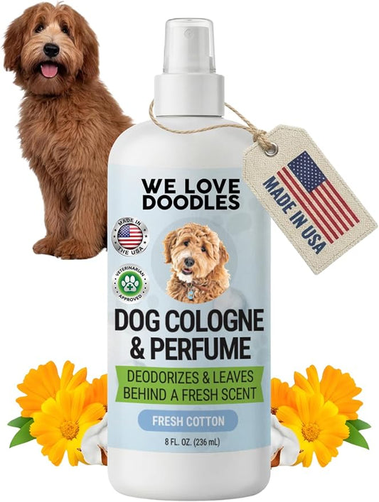 Dog Cologne & Perfume, Deodorizing, Long Lasting After Bath, Deodorant For Smelly Dogs, Pawfume For Pets, Odor Eliminator Spray Puppies, Fresh Cotton [We Love Doodles]