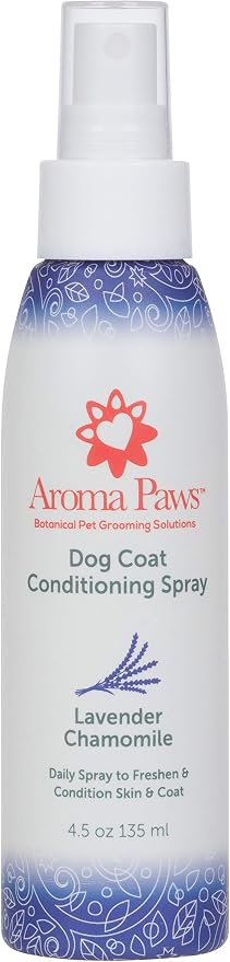 Dog Coat Conditioning Spray - Pet-Friendly Detangler Spray with Natural Essential Oils for Dogs - Daily Dog Spray to Eliminate Odors and Knots - Lavender Chamomile 4.5 oz.