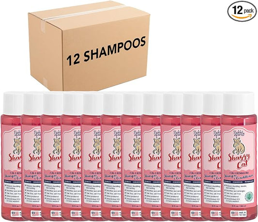 Bobbi Panter 2-in-1 Cat Shampoo & Conditioner – Detangling Natural Formula Reduces Shedding & Matting, Softens Coat, Tear-Free, 10:1 Concentrate, 13 oz (Case of 12)