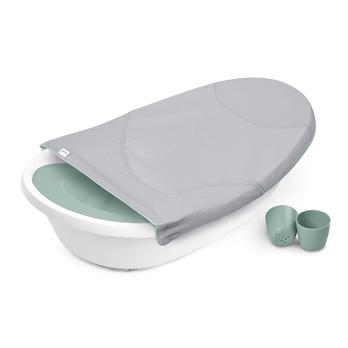 Ingenuity Room to Soak 4-in-1 Baby Bath Tub, Newborn to Toddler, Adjustable Full Coverage Sling, Supportive Seat, Includes 2 Pour & Rinse Cups, Easy Release Drain Plug, 0M+