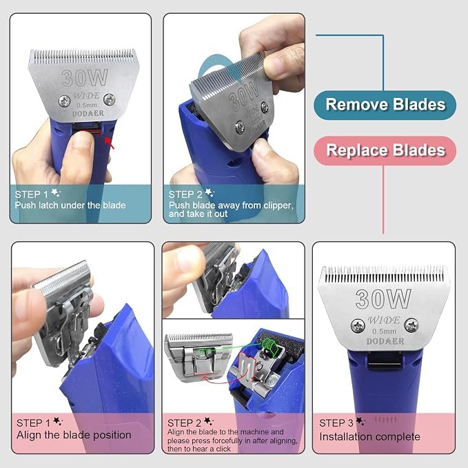 10W Dog Grooming Blade,Compatible with Andis,Oster A5,Wahl km10 Clippers | Detachable Pet Dog Grooming Wide Blades-Cutting length 1/16" 1.5mm