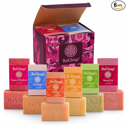 Bali Soap Women's Natural Bar Soap 6 Bars Feminine Collection Gift Set | Handmade in Bali, Plant Based & Cold process