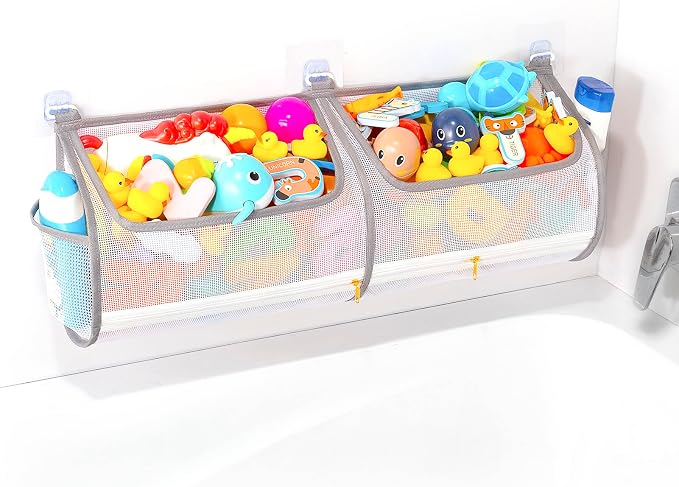 Ligereza 2-in-1 bath toy storage double capacity bath toy holder helps bath toy storage for tub classification, bath toy organizer for tub for kids to easily take favorite toys