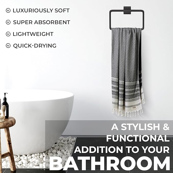 DEMMEX Organic Diamond Turkish Bath & Beach Towel | 100% Oeko-TEX Certified Cotton, Ultra-Soft, Quick-Dry, Lightweight, Compact & Oversized Luxury Peshtemal Towel, Prewashed, 71"x36", Dark Gray