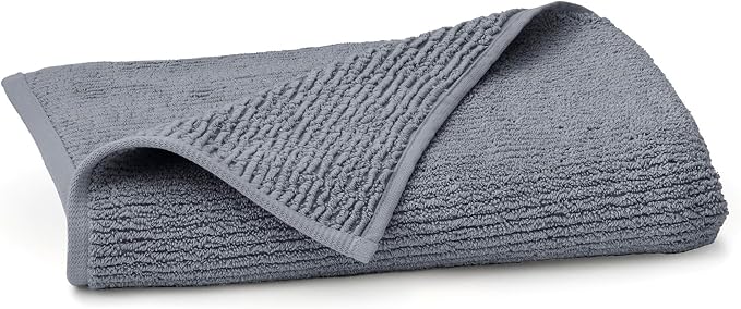 BOLL & BRANCH Turkish Ribbed Bath Towel - Mineral - 100% Organic Turkish Cotton - Soft Absorbent Quick Dry Luxury Spa Bath Towel with Ribbed Texture - Durable Sustainable Comfort