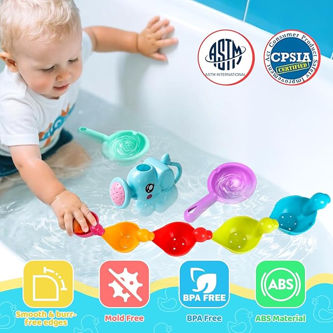 Fajiabao Bath Toys Toddlers 2-4 8 PCS Mold Free Bath Toys for Kids Ages 1-3 with Floating Ducks & Water Pool Beach Sand Toys in Bathtub for 1 2 3 4 5 6 Birthday Gifts