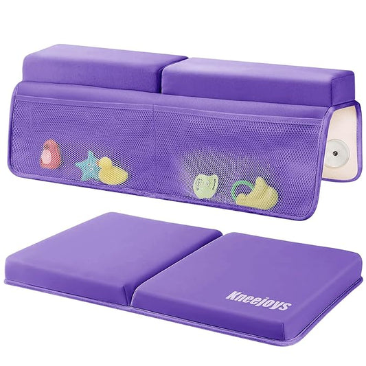 Bath Kneeler and Elbow Rest Pad for Baby - Memory Foam Kneeling Mat for Tub and Bath Toy Organizer