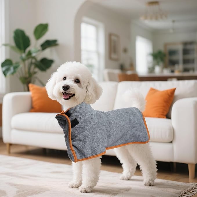 Dog Bathrobe Super Absorbent Dog Towels Microfiber Bath Robe Towel for After Bath Warm Keeping Dogs Cold Weather Coats