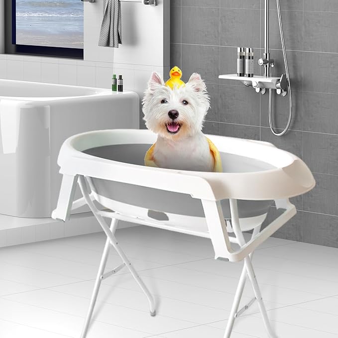 Portable Dog Bath | Bathing Station Pet Bathtub - Elevated Dog Bath, 2 in 1 Wash Station, Portable Bathtub, Pet Tub for Small Dogs, Cats, Pet Supplies
