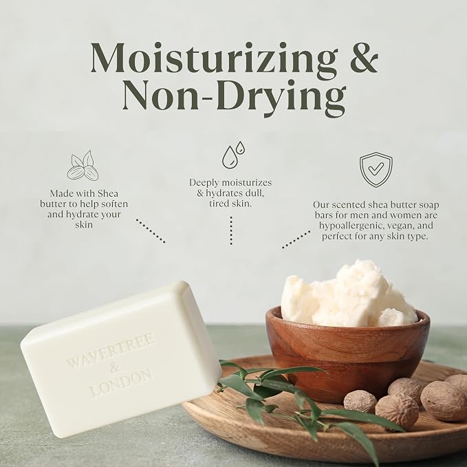 Wavertree & London Frangipani Gardenia Scented Natural Soap (2 Bars), 7oz Moisturizing French Triple Milled Soap Bars enriched with shea butter - Pure Plant Based Bath & Body Bars for All Skin Types