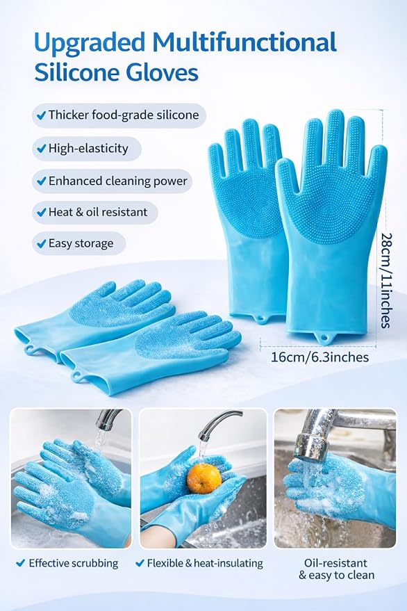 Super Absorbent Dog Bath Towel & Grooming Glove Set – Soft Chenille Dog Drying Towel for Small Dogs & Puppies, Quick Dry, Machine Washable, Non-Toxic, Blue