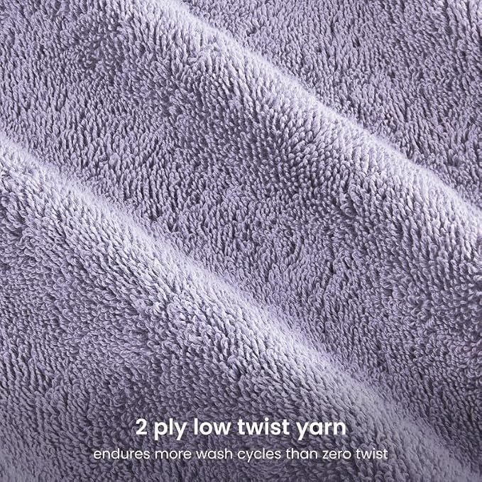 BIOWEAVES 100% Organic Cotton 700 GSM Plush Premium Washcloths 13" x 13" GOTS Certified, Face Towels Perfect for Home & Bathroom - Lavender, Pack of 12