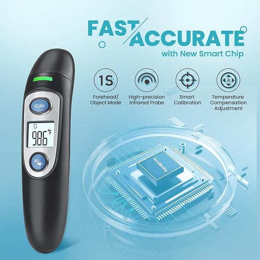 Infrared Thermometer for Adults,Forehead and Ear Thermometer for Fever, Babies, Children, Adults, Indoor and Outdoor Use