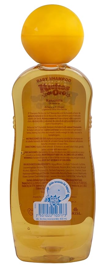 Ricitos de Oro, Baby Shampoo Cleansing and Lightening Baby Shampoo with Chamomile, Paraben Free, Hypoallergenic of 13.5 FL Oz Each,(Pack of 4)