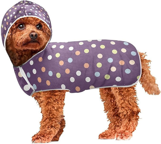 Colorful Polka Dots Pet Towels Dog Drying Towel with Hood Hooded Dog Towel