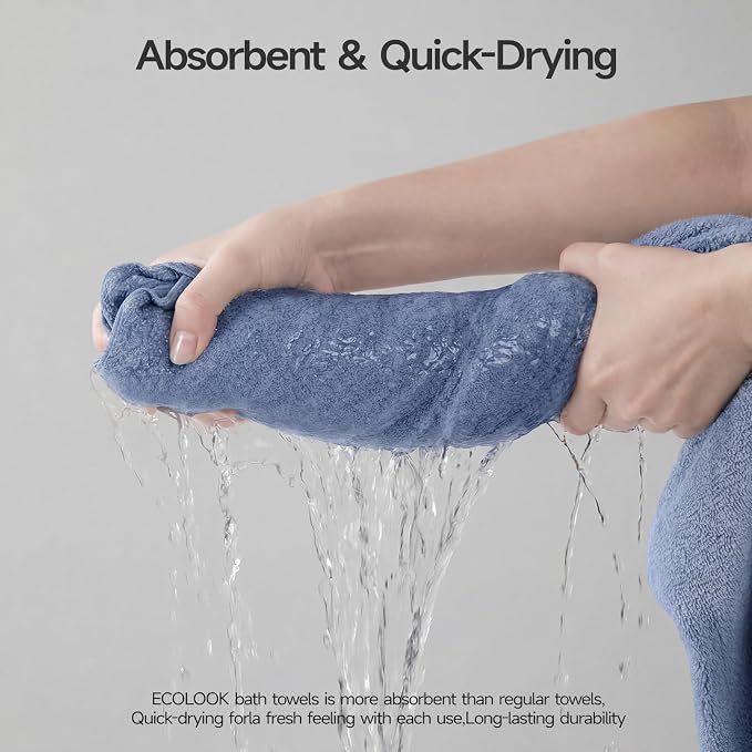 ecolook Pack of 1 Jumbo Bath Sheet (40 x 80 Inch), 980GSM 100% Cotton Extra Large Bath Towels, Super Soft Thick Highly Absorbent Oversized for Adults, Blue