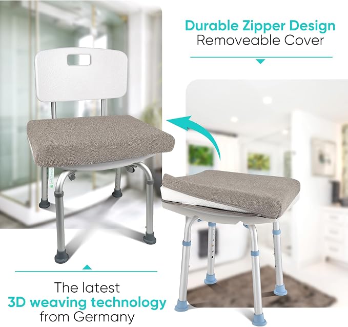 Joe & JoseRin Shower Seat Cushion for Transfer Benches, Sauna Seat Cushion, Bath Seat Foam Mat, Quickly Dry Bathtub Chair Pad with Breathable Air Mesh Fabric
