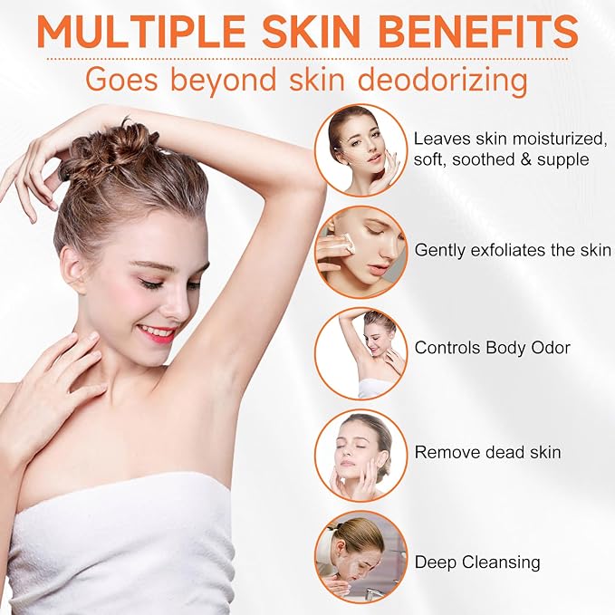 yoniagood 3 PCS Persimmon Soap Bar for Body Odor Control, Natural Refreshing Body Bar Soap for Old People Smell, Organic Deep Cleaning Body Face Wash Soap for Women & Men All Skin Types