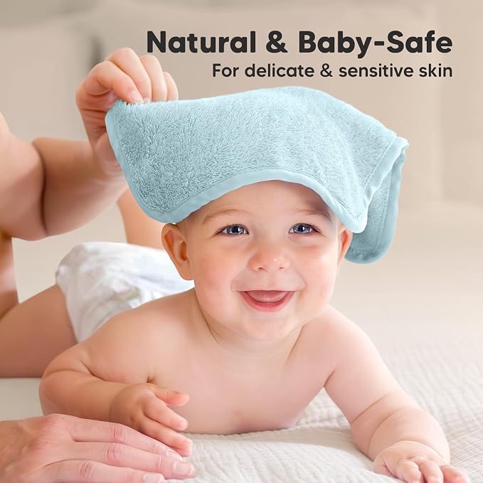 6-Pack Baby Washcloths, Soft Absorbent Washcloths for Face, Body (Sky) | Viscose from Bamboo Washcloths, Baby Towels, Newborn, Kids, Toddlers, Infant, Gentle on Sensitive Skin, 10x10, Reusable