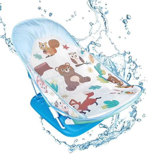 Folding Toddler Bather, Skin-Friendly Adjustable Baby Bath Tub, 23.62x13.78x12.99 inches, Foldable Shower Bathtub Seat, Support Net Bathtub for Kids, Family, and Friends