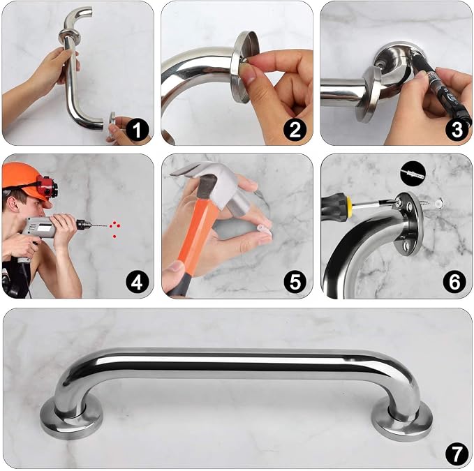 Gotega Shower Grab Bar 2 Pack，36 Inch Stainless Steel Bathroom Grab Bar Shower Bath Handle Grab Bars for Bathtub Showers Saft Handle Toilet Handicap Elderly Senior Assist Bathroom
