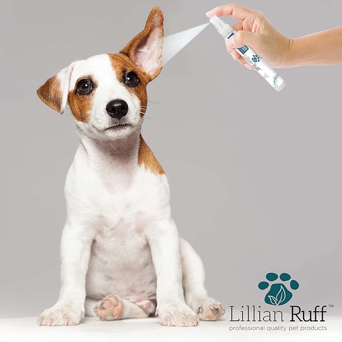 Lillian Ruff Travel Kit for Dogs | Dog Grooming Spray for Airline Travel, Camping, Beach | Deodorizing Waterless Dog Shampoo x4, Breath Freshener, Detangler Spray, Ear Cleaner