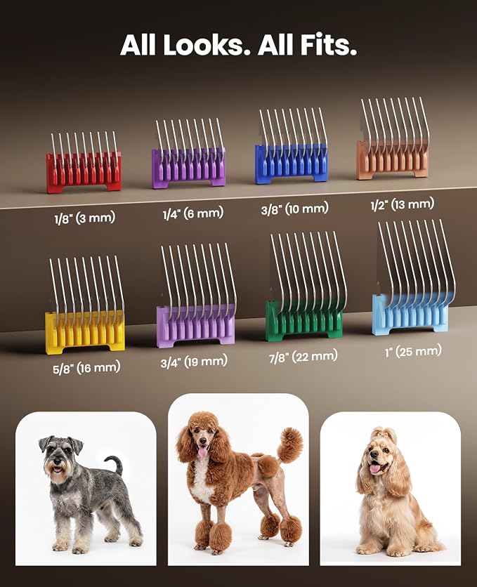 oneisall Dog Clippers for Grooming Thick Hair, Professional 9000RPM 5 Speed with 5 in 1 DLC Blade, 280min Cordless, Low Noise Dog Grooming Kit with 8 Metal Combs Carring Case for Dogs Cats Pet | 280Min Cordless. Low Noise. 5 in 1 DLC Blade.8 Metal Comb...