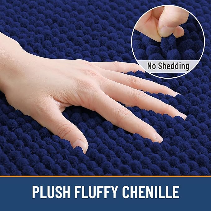 Arotive Bathroom Rugs 47" x 32", Ultra Soft Absorbent Chenille Bath Rugs, Rubber Backing, Machine Washable Bath Mats for Bathroom Floor, Tub and Shower, Home Decor Accessories, Navy