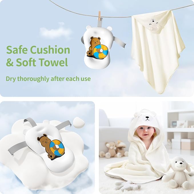 Collapsible Baby Bathtub for Newborn to Toddler (0-18 Months) - Foldable Baby Bath Tub with Soft Towel, Newborn& Infant Bathtub for Travel and Outdoor, Green